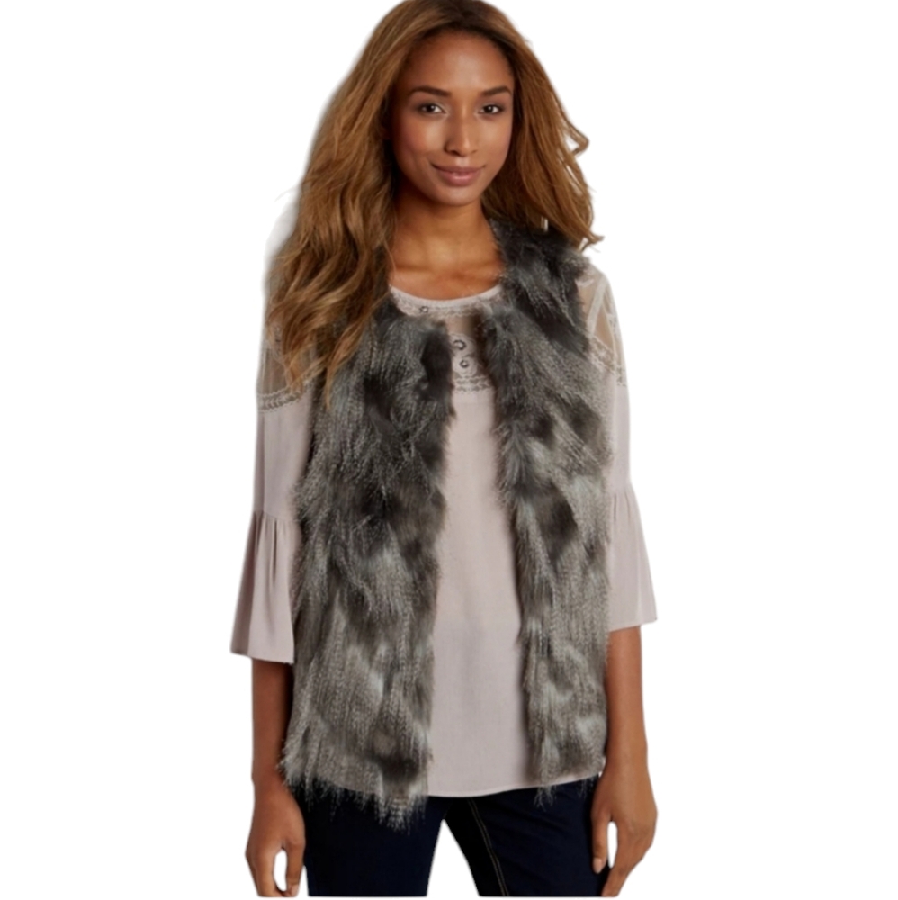 Maurices Gray Faux Fur Vest